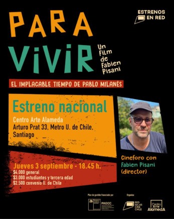 Afiche de Para vivir. El implacable tiempo de Pablo Milanés / Centro Arte Alameda
